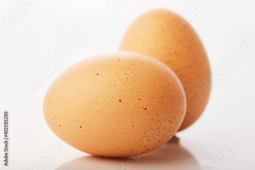 Brown eggs food on white background.
