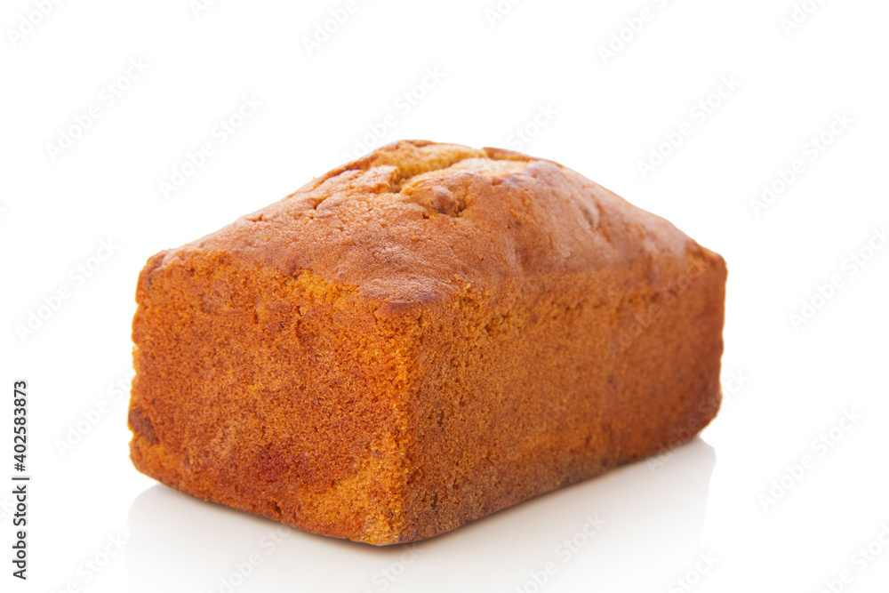 Plum cake on white background. Plum cake on white background.