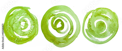 grüne Kringel miit Aquarellfarbe
 photo