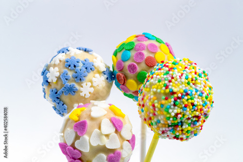 homemade cake pops on white background © saad