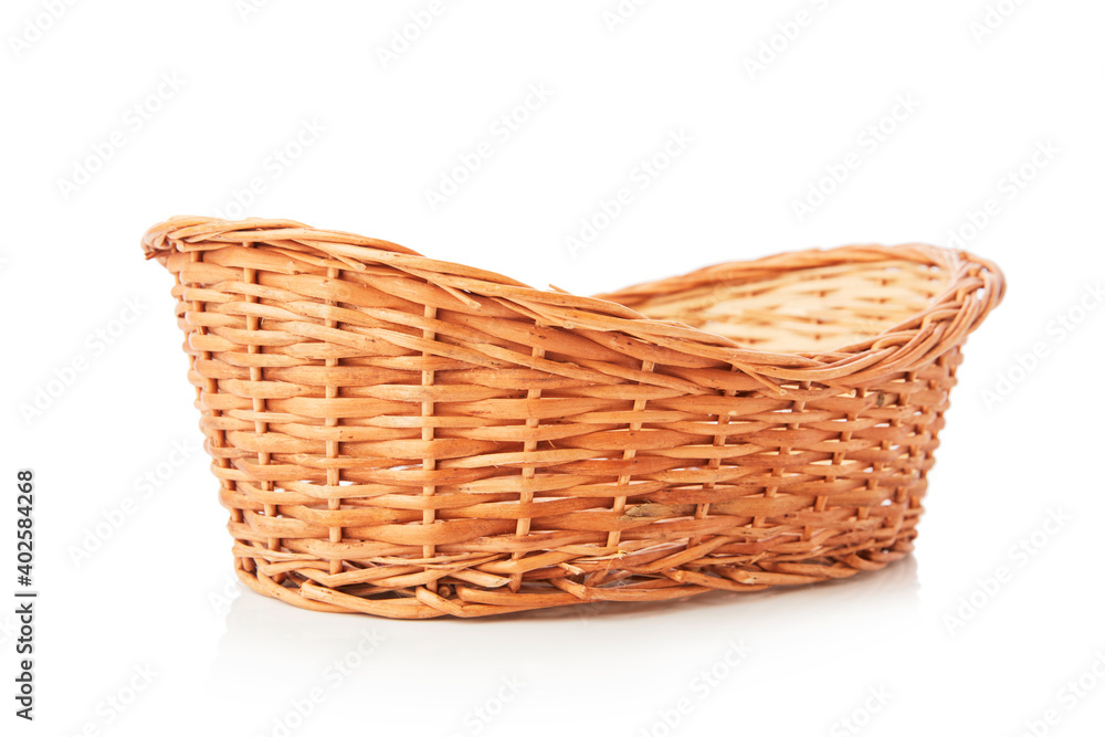 Wooden basket on white background