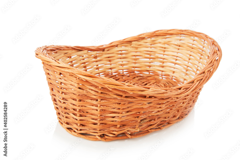 Wooden basket on white background