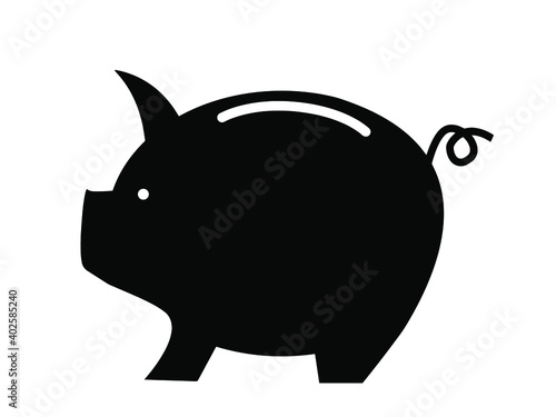 Silhouette of a piggy bank in the form of a pig. Vector image. Saving money, a concept of finance.