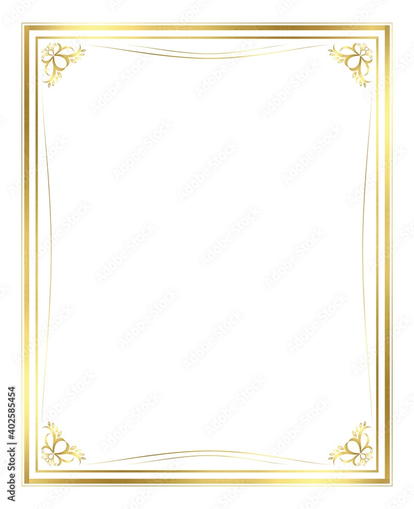 Vector of Gold Heavy Border with Ornaments Vector of Gold Heavy Border with Ornaments