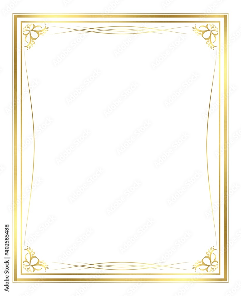 Vector of Gold Heavy Border with Ornaments Vector of Gold Heavy Border with Ornaments