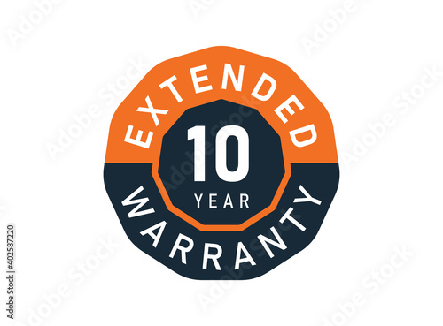 10 year warranty badges isolated on white background. 10 years Extended warranty