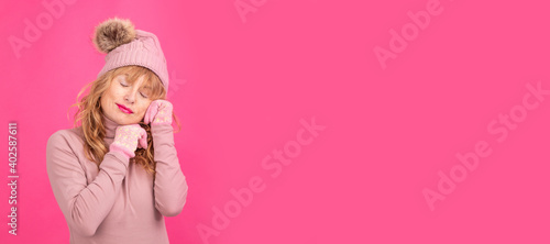 isolated adult woman wearing warm clothes