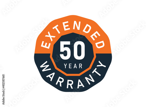 50 year warranty badges isolated on white background. 50 years Extended warranty