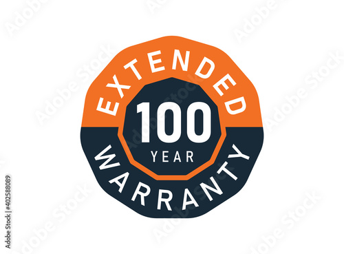100 year warranty badges isolated on white background. 100 years Extended warranty