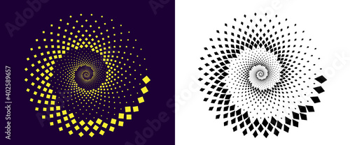 Halftone round as icon or background. Abstract vector circle frame with squares as logo or emblem. Circle isolated on background for your design.