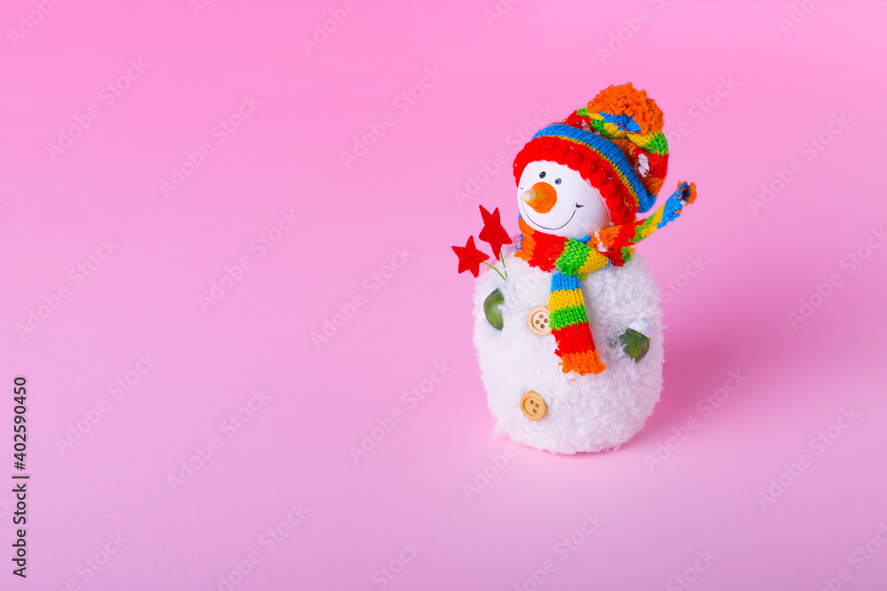 Snowman on light pink background. Snowman on light pink background.
