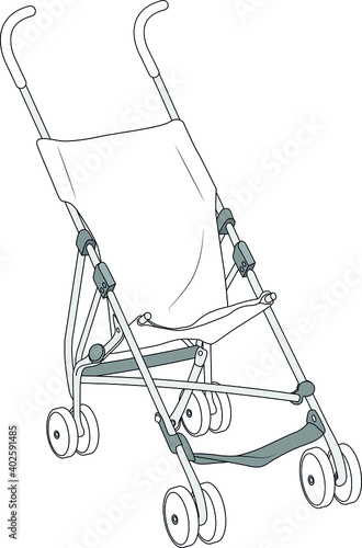 Baby stroller design template vector flat sketch