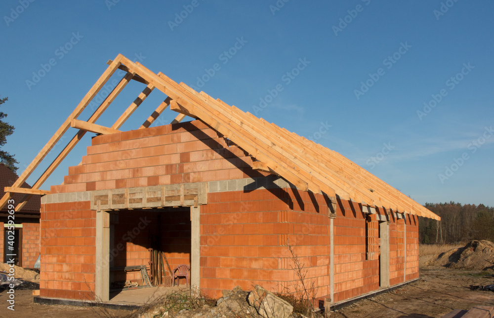 Construction of a small, simple residential building. Construction of a small, simple residential building.
