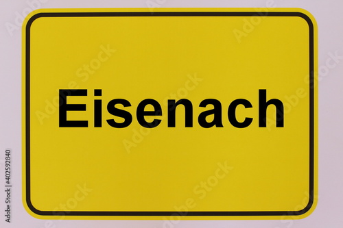 Foto Illustration eines Stadteingangsschildes der Stadt Eisenach