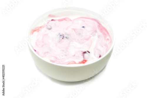 Fruit yogurt isolated on white background