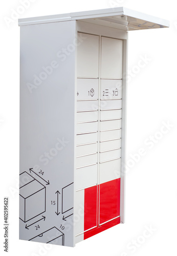 Automated post office on white background isolation photo