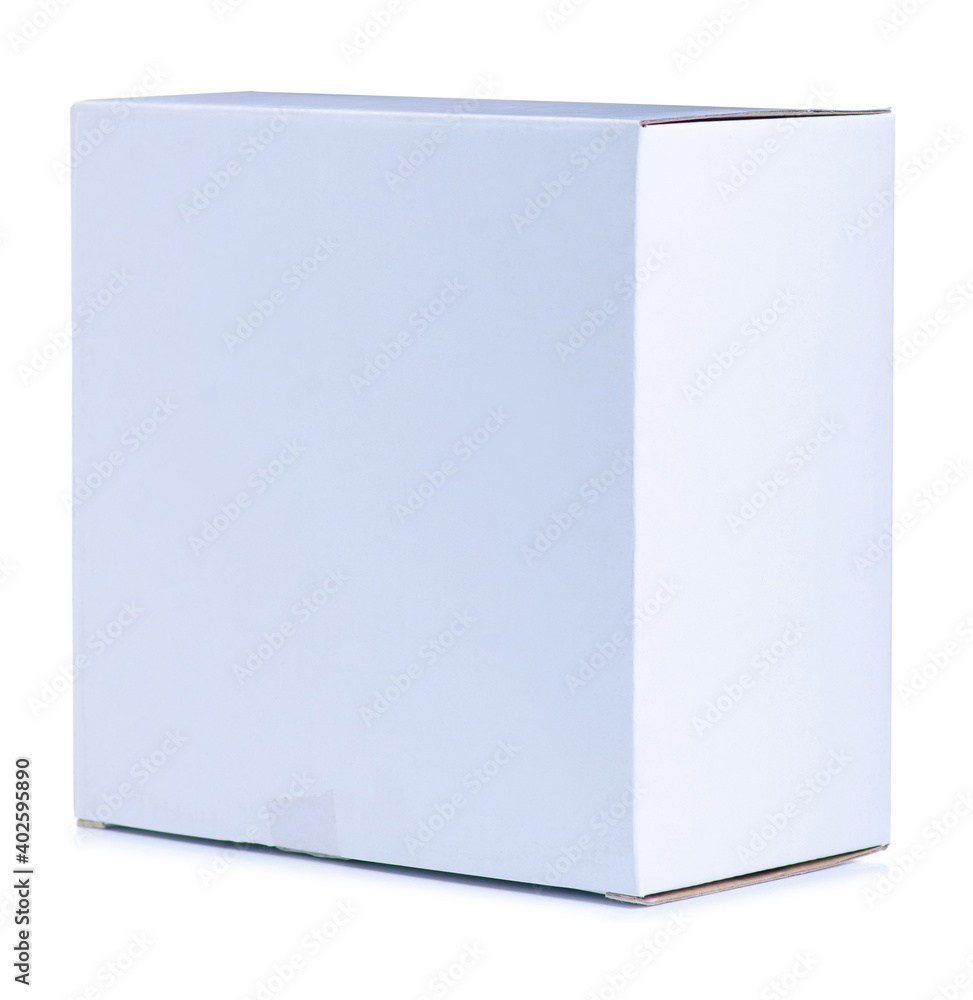 White cardboard box on white background isolation White cardboard box on white background isolation