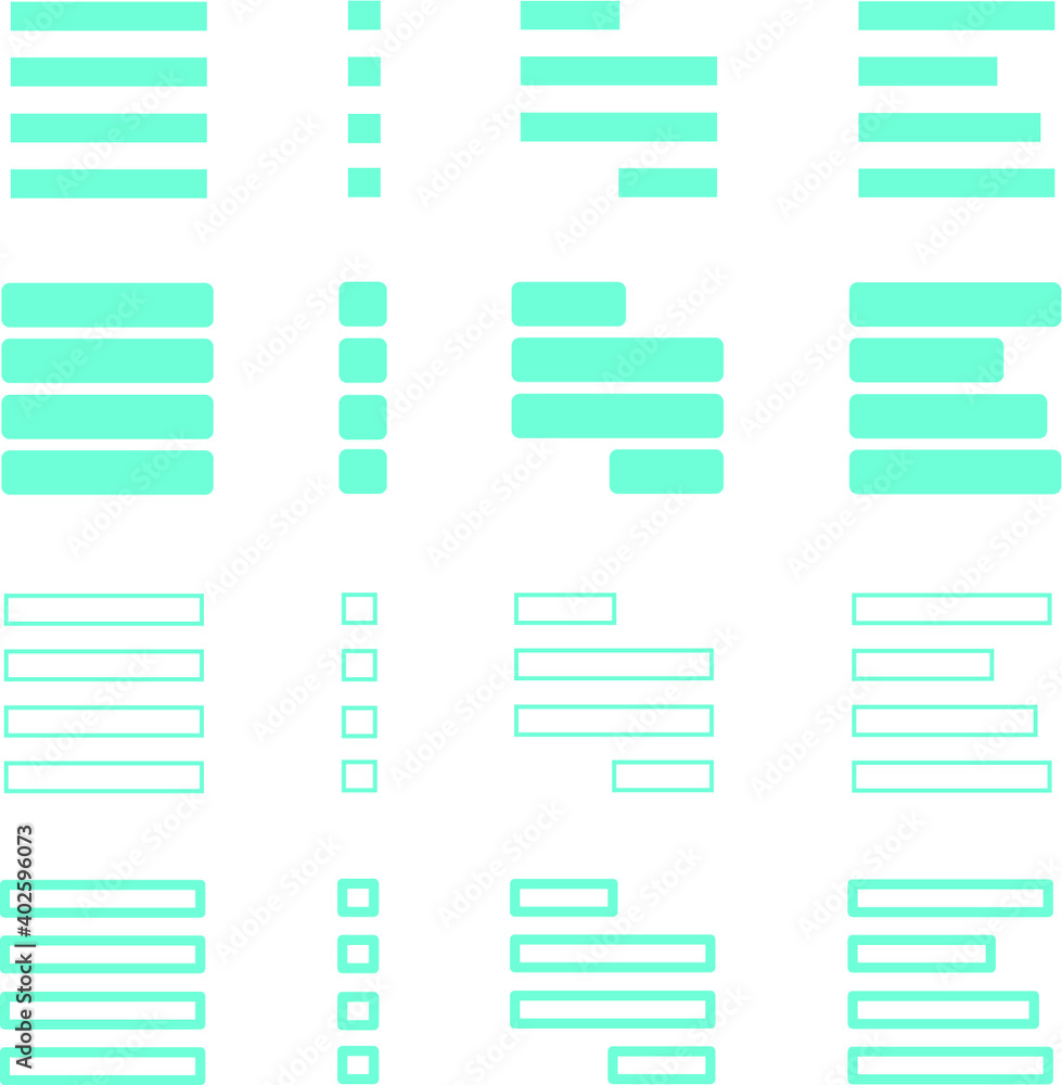Cyan website hamburger menu set, UI design elements, website navigation icon for apps Cyan website hamburger menu set, UI design elements, website navigation icon for apps