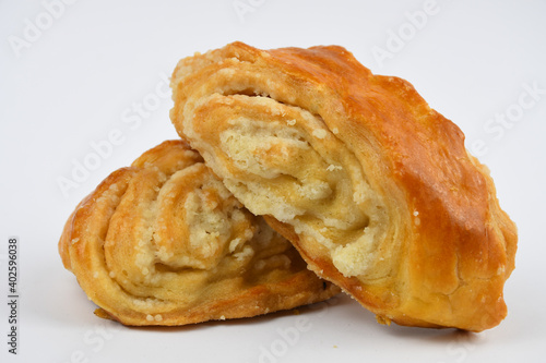 Gata - traditional Armenian sweet pastry on a white background , isolated