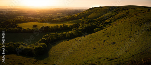 Ditchling Beacon - the view east from the top early on a summer morning