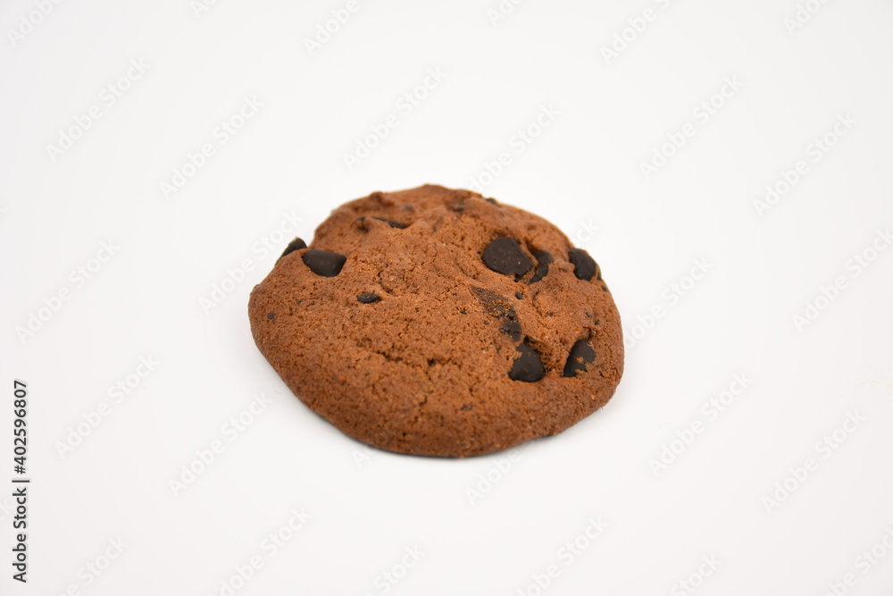chocolate chip cookie on white background. chocolate chip cookie on white background.