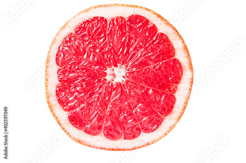 half of ripe grapefruit isolated on a white background