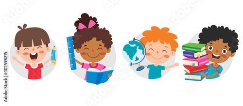 Happy Kid Studying And Learning