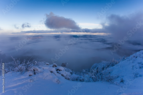 winter landscape in Romania, Ceahlau mountain