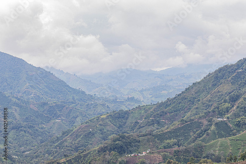 view of the mountains in Santa María Huila Colombia Coffe