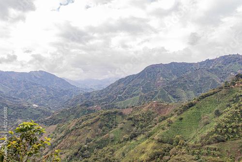 view of the mountains in Santa María Huila Colombia Coffe