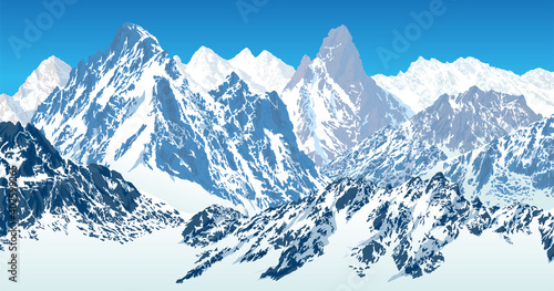 vector winter alps mountains illustration