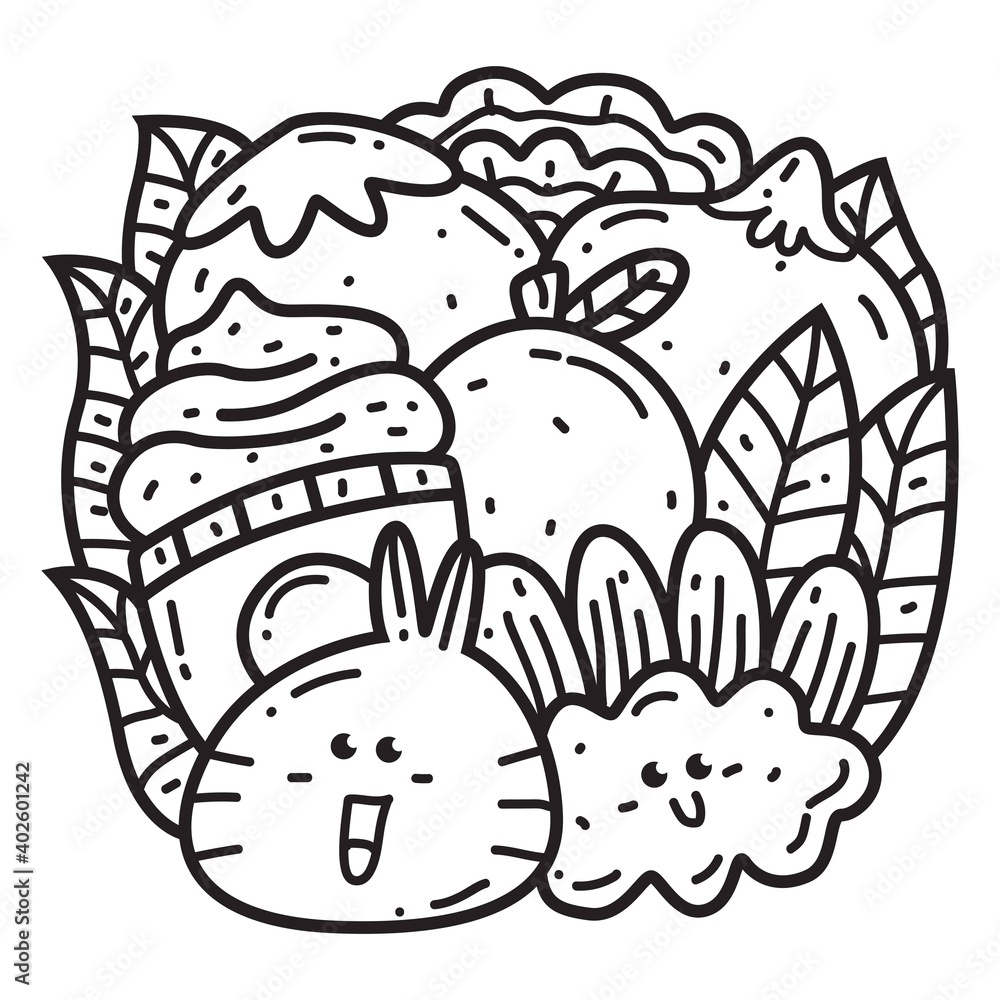 hand drawn kawaii cartoon doodle coloring design hand drawn kawaii cartoon doodle coloring design