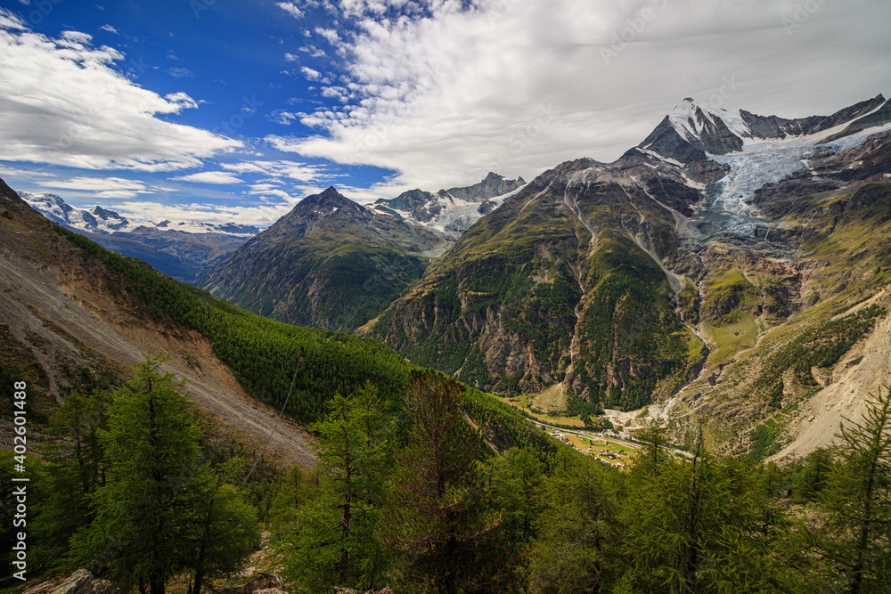 Fototapeta premium visp weißhorn, zermatt, tree, landscape,