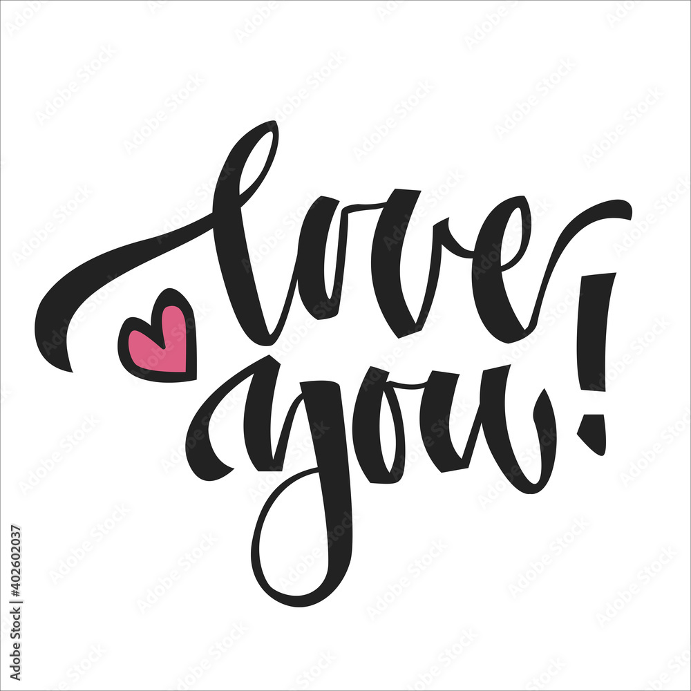 Obraz premium Words Love you with heart in lettering style