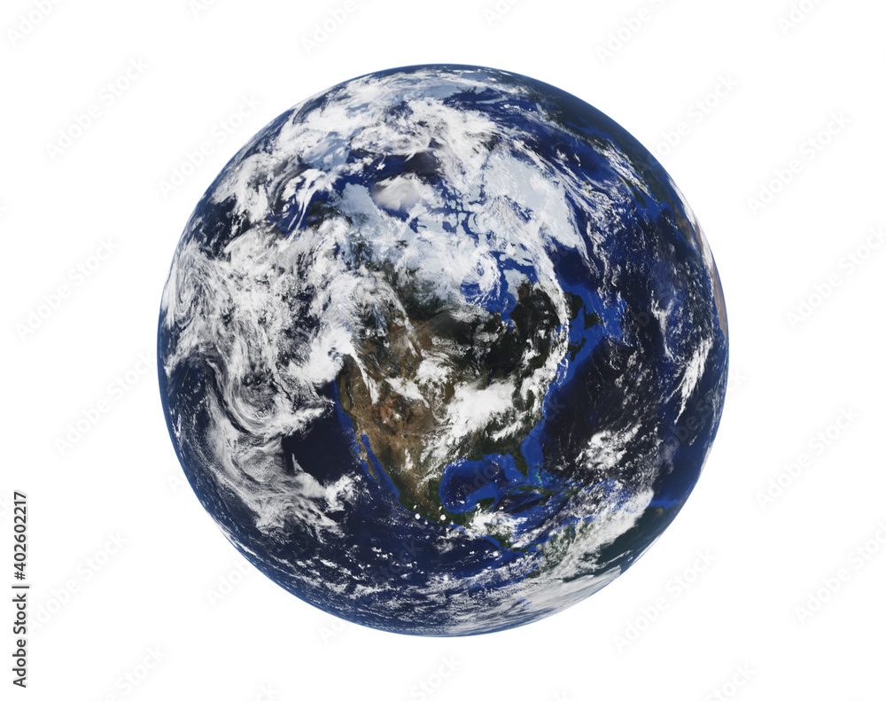 Earth globe isolated on white. Map furnished by NASA. 3d illustration Earth globe isolated on white. Map furnished by NASA. 3d illustration