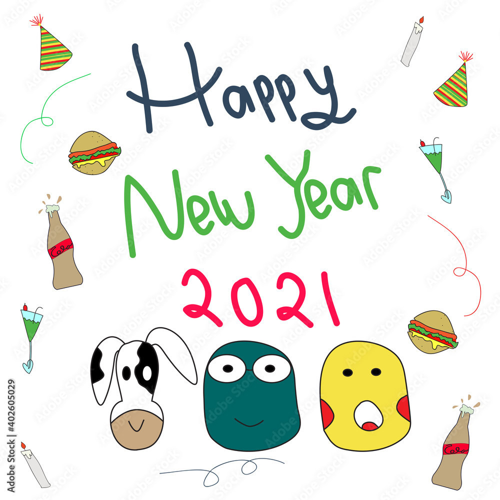 The funny Doodles have New Year Party The funny Doodles have New Year Party