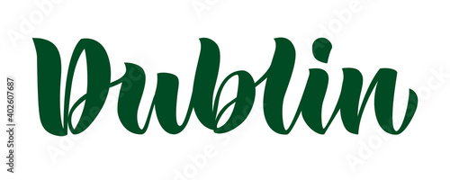 Photography Dublin hand written green color word in brush lettering style