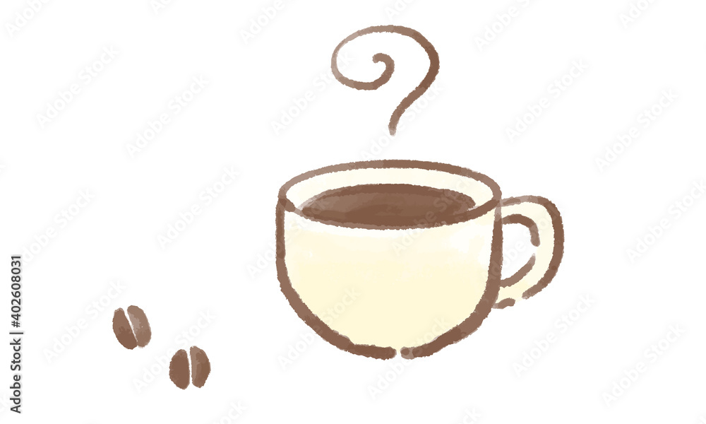 Obraz premium イラスト素材 コーヒーとコーヒー豆