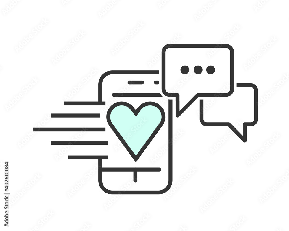 Notifications message and love conversation icon. talking balloon. Flat vector with heart. Notifications message and love conversation icon. talking balloon. Flat vector with heart.