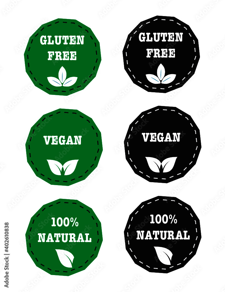 Gluten Free Vegan 100% Natural Labels Gluten Free Vegan 100% Natural Labels