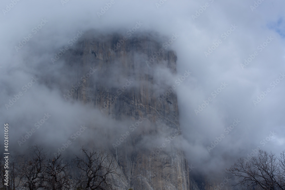 Mountain with morning fog