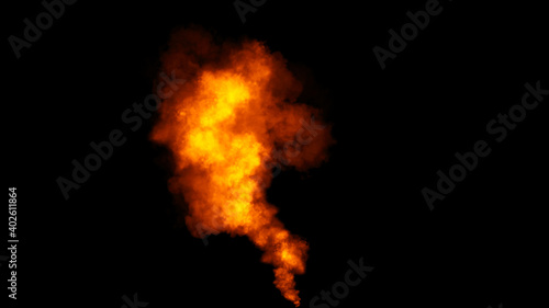 Explosion chemistry fire smoke bomb on isolated background. Freezing dry fog bombs texture overlays.