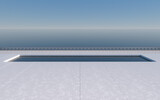 Empty ground with ocean background, 3d rendering.