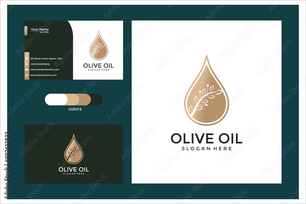 Olive beauty line art nature logo design and business card