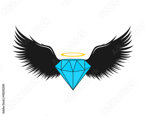 Diamond gem with angel wings