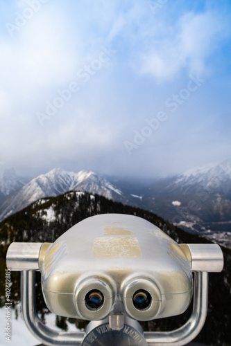 View of a tower viewer at the summit of Sulphur mountain, at Banff Gondola, Canada
