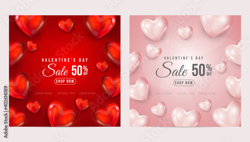 Valentine's day sale 50% off banner