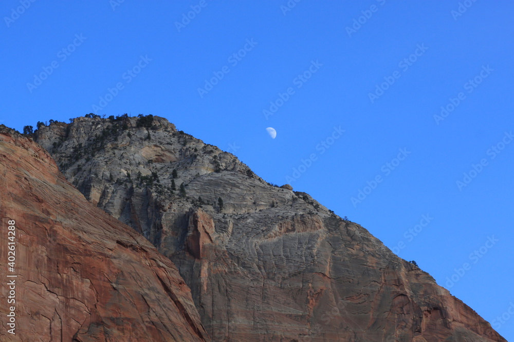 Moon over Utah red rocks