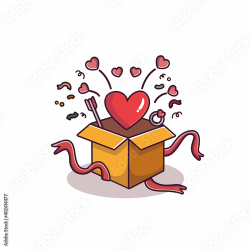Opening gift box for valentines day Free Vector
