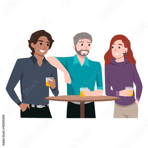 multiethnic group of friends hanging out and drinking beer talking and having fun flat vector illustration isolated on white background
